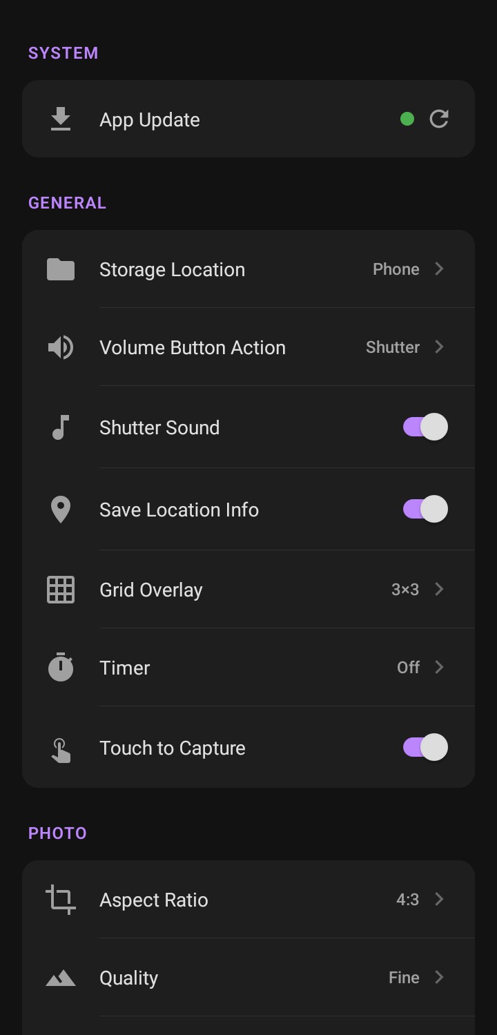 Settings Screen